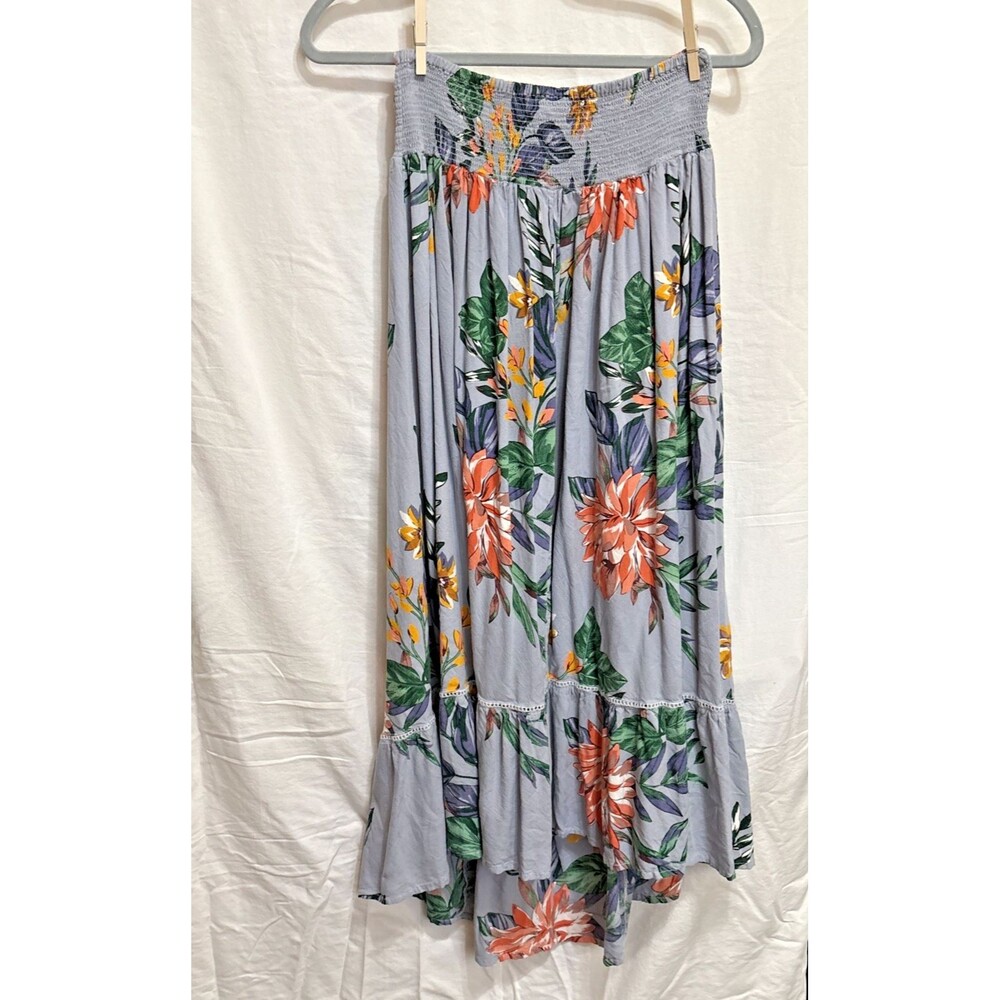 Patrons of Peace Gray Tropical Floral Maxi Skirt - Perfect Summer Vacation Boho